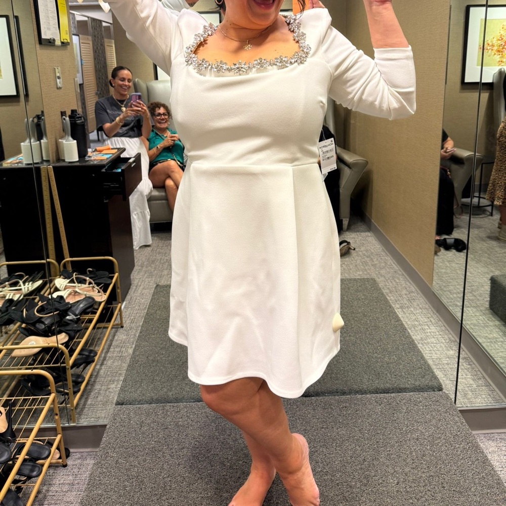 NADINE MERABI KIMBERLY White Dress with Silver Details - Picture 13 of 14